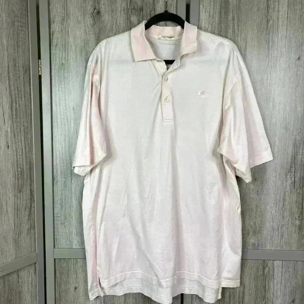Peter Millar Polo Shirt Large Pink Color Short Sleeves Cotton Golf Sz L